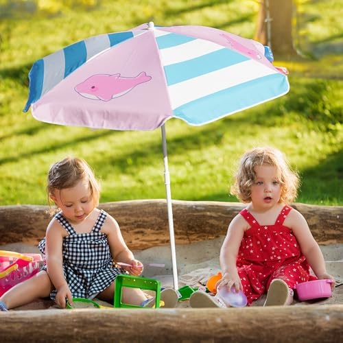 AMMSUN 47 Inch Seaside Beach Umbrella for Sand Box Water Table - Kids shade Umbrella for children Beach Camping Garden Outdoor Play Shade umbrella for picnic table