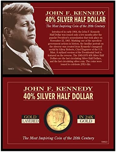 American Coin Treasures Silver JFK Half Dollar Coin Layered in Pure Gold