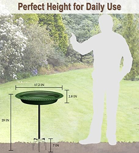 Garbuildman Upgraded 5-Prong Base Bird Bath with Metal Stake, Detachable Decoration Bowl Spa & Freestanding Birdfeeder for Outdoor Garden, Oval Style, Green