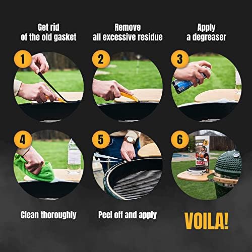 XXL 30 FT Grill Gasket for Smokers - Black 1/2’’ x 1/8’’ Hi Temp Seal Smoker Gasket – 3-Pack x 10 FT Self Stick Black Nomex Fire Tape for BBQ Lid – High Heat Temperature Material Replace