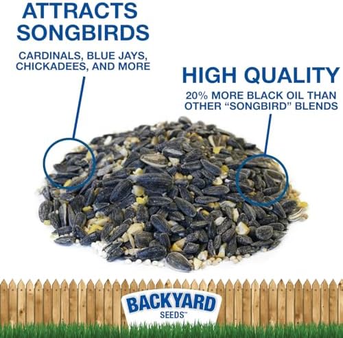 Backyard Seeds Premium Blend Bird Seed to Attract Songbirds - Wild Bird Food Mix with Black Oil Sunflower (7 Pounds)