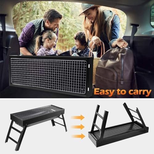 Portable Charcoal Grill, Portable Tabletop BBQ for Outdoor Cooking | Compact Folding Grill for Camping, Hiking, Picnics & Travel | 24”x13”x9” Lightweight Smoky Flavor