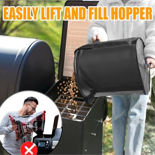 32LBS Wood Pellet Storage Containers for Smoker,Stay Dry Wood Pellets Storage Bin Compatible With Traeger/pit boss Pellet,Portable charcoal storage container bin feature Anti-Shock & Crack