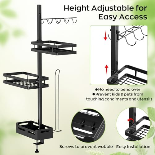 BORISI Griddle Caddy for Blackstone Griddle Accessories, BBQ Grill Caddy with Paper Towel Holder, Outdoor Kitchen Accessories for Camper, Grill Accessories Organizer, Grilling Gifts for Men