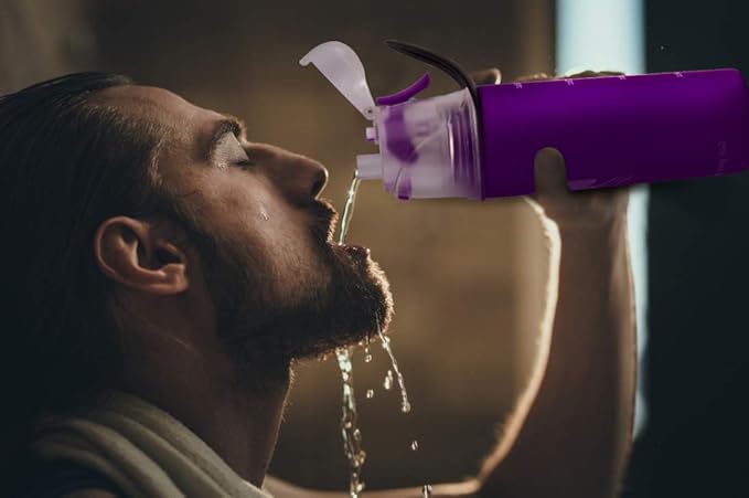 Linowos Drinking and Misting Sports Water Bottle, Non-Toxic BPA Free, Fast Water Flow Opens with 1-Click, Portable Leak-Proof Spray Cup for Cycling Fitness Camping Hiking Outdoor