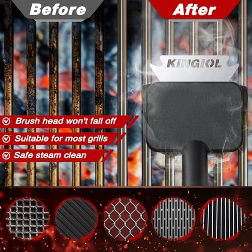Grill Brush for Outdoor Grill - Bristle Free Grill Cleaning Brush, Black Aramid Fiber Heat-Resistant Pad, BBQ Cleaner Durable Scraper Tools for Cast Iron or Stainless-Steel Grates (Grill Brush Black)
