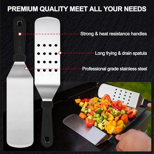 Griddle Accessories Kit 36PCS - Flat Top Grill Accessories for Blackstone and Camp Chef Metal Spatula Tools Set with Burger Press Scraper Tongs Carry Bag for Outdoor Grilling BBQ Cooking