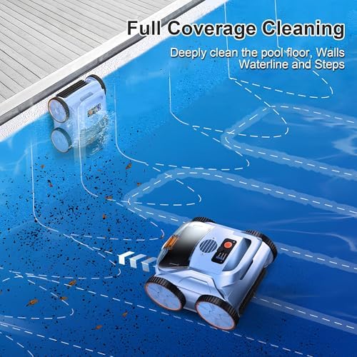 (2025 New) Robotic Pool Vacuum, Robotic Pool Cleaner for Inground Pools, Pool Robot with Smart Navigation, Floor/Wall/Waterline Cleaning, 180 Mins Runtime for Pool Up to 2100 Sq.ft