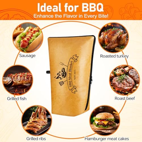 BBQ Blanket for Resting Meat 21 in Reusable Insulated Smoker Grilling Meat Resting Bag with Dual Zippers, Wide Mouth Design for Large Briskets/Pork Shoulders/Turkeys, Grill Gifts