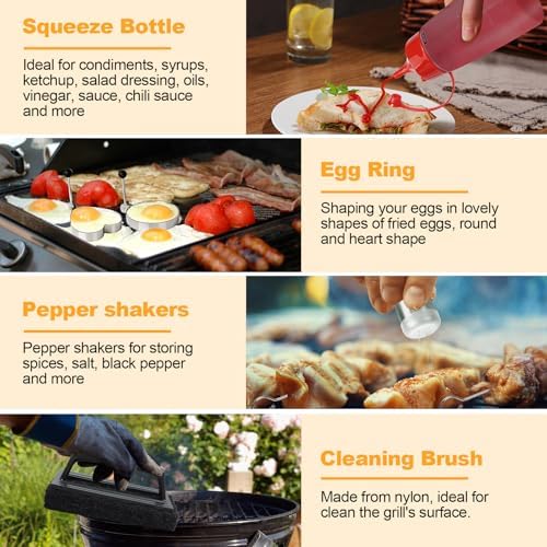 Griddle Accessories Kit, 28 PCS Flat Top Grill Accessories for Blackstone and Camp Chef, Metal Spatula Set with Burger Press, Melting Dome, Tongs, Scraper, Carry Bag for Outdoor Grilling BBQ