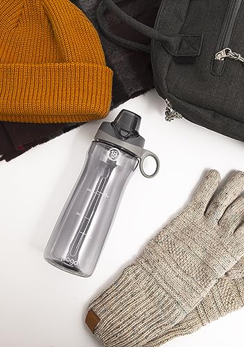 Pogo 18oz Plastic Water Bottle with Chug Lid and Carry Handle, BPA Free, Dishwasher Safe,Perfect for Travel, School, Outdoors, and Gym, 2 Pack, Grey/Blue