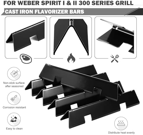 Spirit E-310 Grill Replacement Parts 7636 Flavorizer Bars 7638 Grill Grates for Weber Spirit I and Spirit II Grill Parts E-310 E-330 GS4 SP-310 S-310 300 Series Parts II E310 Grill Parts Flavor Bars
