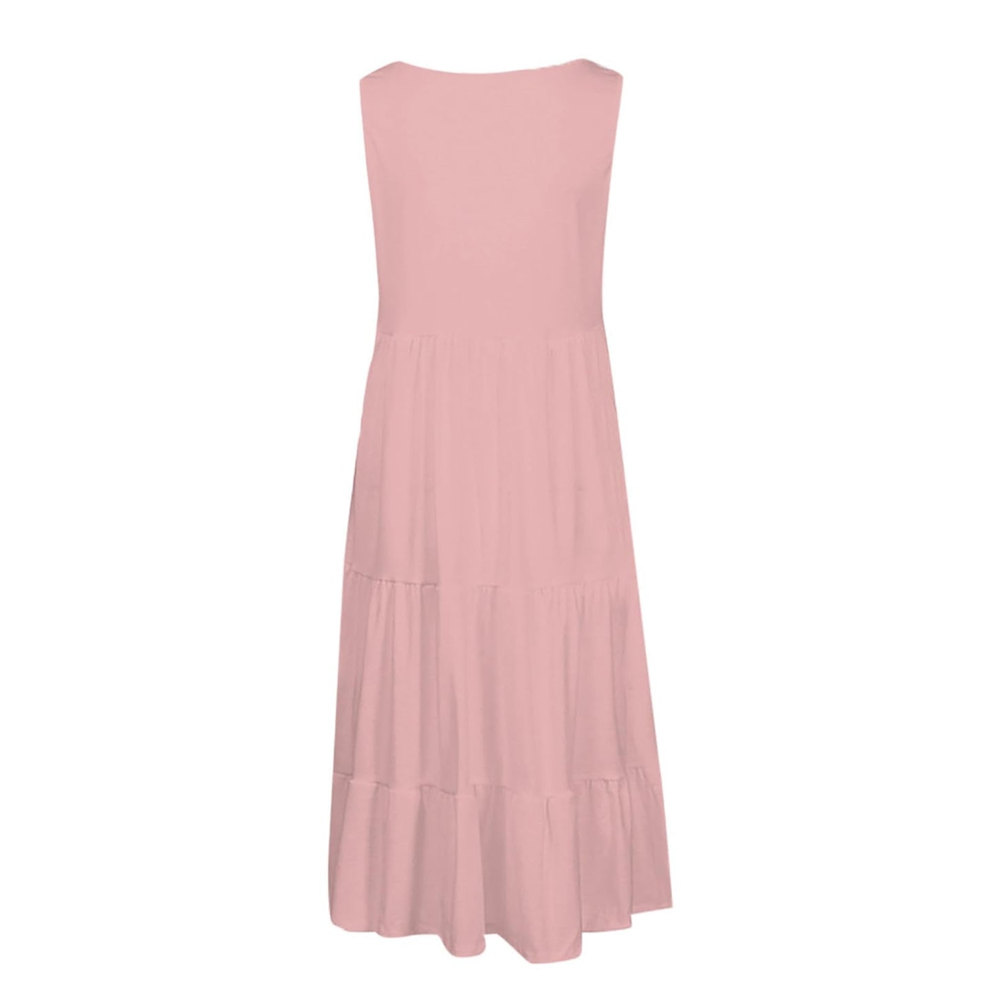 Anjikang dollar deals under 1 Summer Dresses for Women 𝟮𝟬𝟮𝟰 Sleeveless Beach Tank Dresses Tiered Ruffle Swing Dress Casual Solid Color Dresses, Large