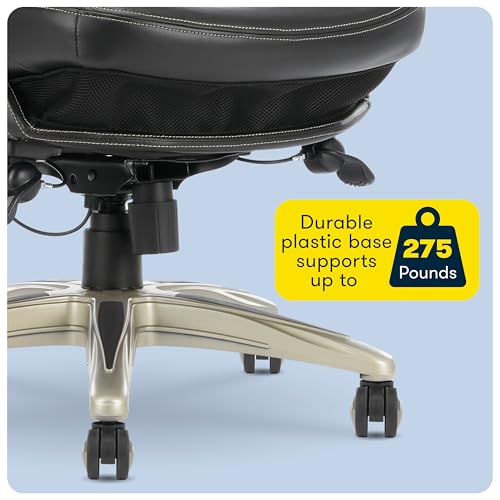 Serta Claremont Ergonomic Executive Office Chair with Back in Motion Technology, Adjustable Mid Back Desk Chair with Lumbar Support, Bonded Leather, Black