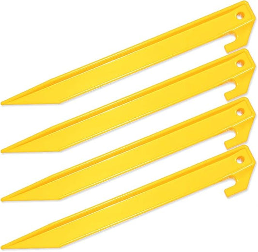 10 Pack Plastic Tent Stakes - 9 Inch Heavy Duty Beach Tent Pegs Canopy Stakes - Essential Gear for Camping, Backpacking, Gardening and More