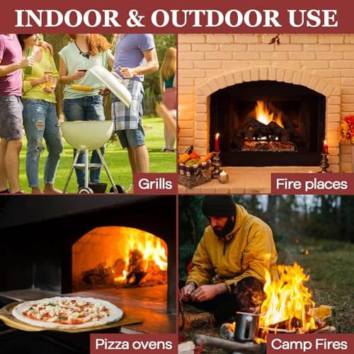 Leonyo Charcoal Chimney Starter, Heavy Duty BBQ Chimney Starter Perfect for Charcoal Grill and BBQ, Sturdy and Easy to Use BBQ Grill Tool for Rapid Fire Starter, Heat Resistant Wooden Handle, Silver