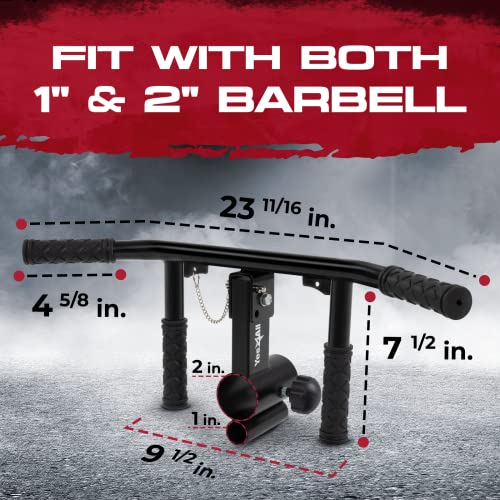 Yes4All T Bar 4 Handles Adjustable, Versatile Landmine Handle Attachment Fits Both 1 Inch & 2 Inch Barbell, Narrow & Wide Handle with Anti-Slip Rubber Grip, Easy to Install & Adjust