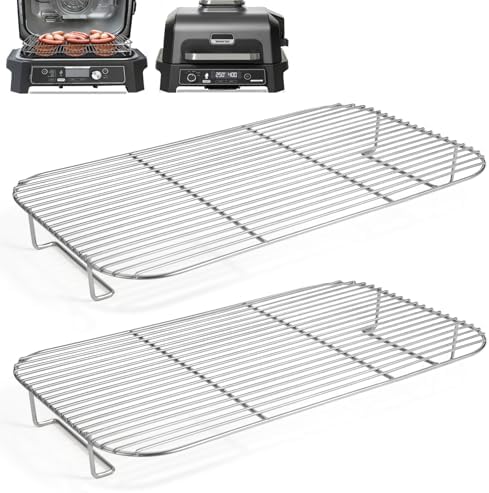 2Pcs Stainless Steel Rack Set for Ninja XSKRSTRKXL Woodfire OG800 and OG900 Series, Grill Rack Accessories for Ninja OG850 OG951 Woodfire Pro XL Outdoor Grill & Smoker