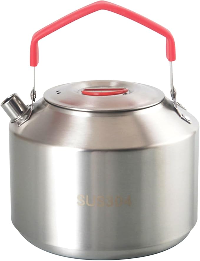 1.5L Camping Kettle, Stainless Steel Portable Campfire Kettle for Open Fire, Outdoor Camp Tea Coffee Pot for Stove Top, Backpacking, Hiking, Picnic and Traveling