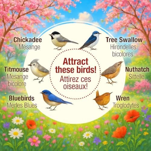 2IN1 Bluebird House+Bird Feeder - Bird House Clearance for Outside - Stainless Steel Perch Hinges - Removable Protector - Bluebirds, Sparrows, Chickadees Bird House for Outside on Pole Post