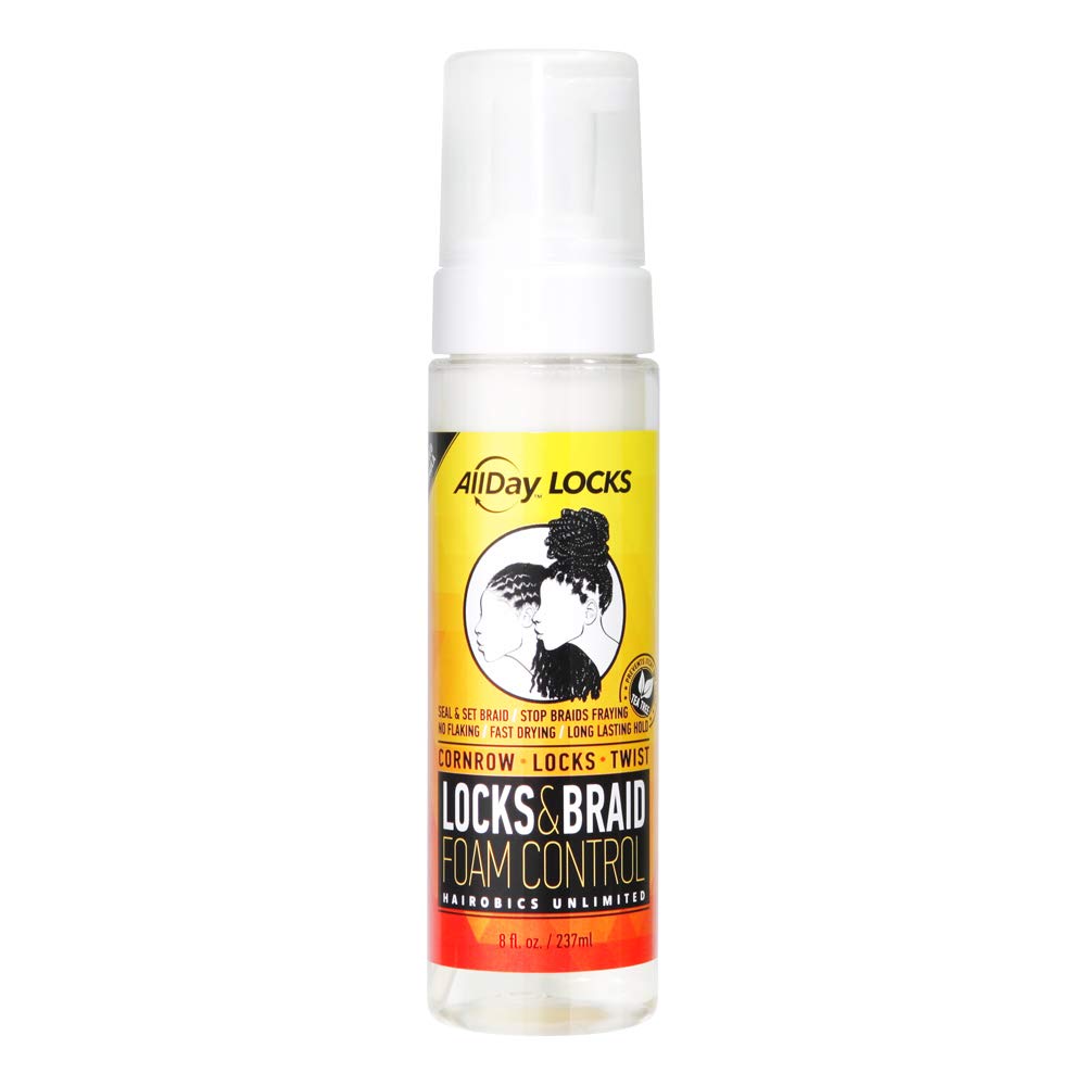 AllDay Locks Braid Foam (8 oz) & Braid Oil (8 oz) Bundle | Long Lasting Style, Protection, & Shine | Moisturizes, Rejuvenates, & Seals Braids, Locks, Twists, Cornrows