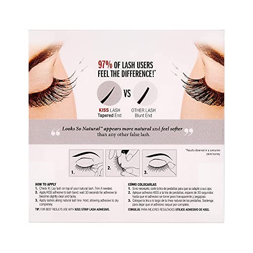 KISS Looks So Natural False Eyelashes Double Pack, Lightweight & Comfortable, Tapered End Technology, Reusable, Cruelty-Free, Contact Lens Friendly, Style 'Sultry', 2 Pairs Fake Eyelashes 2 Count (Pack of 1) Sultry Double Pack