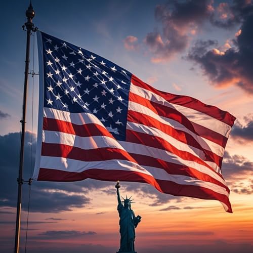 American Flag for Outside 3x5 FT, Deluxe Heavy Duty Spun Polyster, TearProof and Waterproof Super Tough Series, All Weather High Wind USA US Flag with Embroidered Stars, Sewn Stripes, Brass Grommets