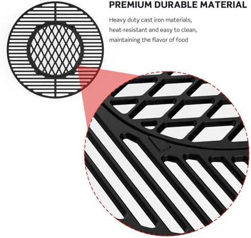 Skyflame Charkettle 2-in-1 Cast Iron 21.5 Inch Grill Grate Replacement Gourmet BBQ System, Compatible with Weber 22-1/2 inch Kettle Charcoal Grills