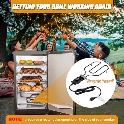 Upgrade 1650W Electric Smoker Heating Element with Adjustable Thermostat Controller, Universal Replacement Parts for Smoke Hollow, Charbroil, Dyna-Glo, Masterbuilt, Cuisinart etc Electric Smoker Grill
