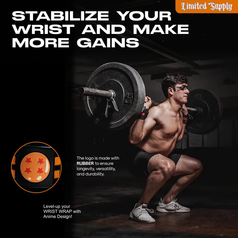 Anime Wrist Wraps Lifting Straps 24" for Men and Women - 1 Pair Each, Gym Accessories Support Weightlifting, Exercise, Strength Training, and Improve Workout (Black)