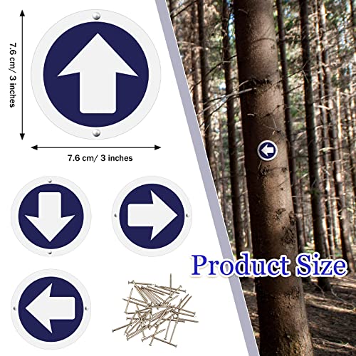 Amylove 24 Pieces Bright Reflective Trail Markers Round Bin Marker with Reflective Tacks Aluminum Signs Thumb Tacks for Hunting Hiking Camping and More (Blue)