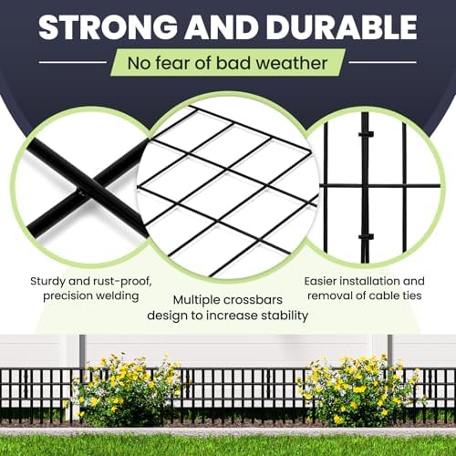 Animal Barrier Fence, 14 Pack No Dig Fence Panels,19.52Ft(L) X 13Inch(H) Garden Fence Border, Dig Fence Barrier for Dogs Rabbits Defense, Ground Defense Border for Outdoor, Yard, Patio