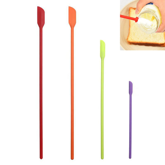 Mini Silicone Spatula Set- Small Rubber Spatula for Makeup- Thin Jar Scraper for Kitchen(4 PACK) (Mix)