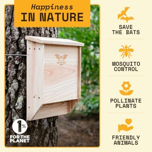 BIGBATBOX Wooden Outdoor Bat House Kit - Clean Your Backyard from Mosquitoes - Proven Design Guaranteed to Attract Bats