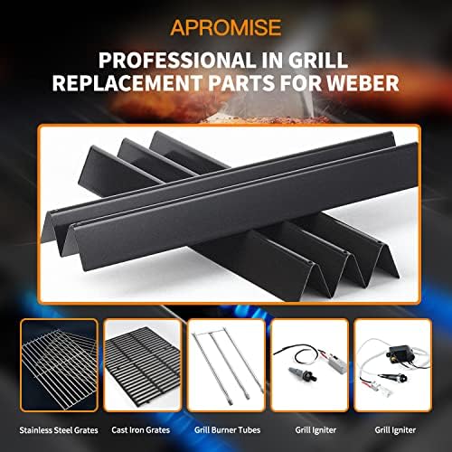 Apromise Grill Parts for Weber Grill - 7536 22.5 Inch Flavorizer Bars Replacement for Weber Genesis Silver/Gold B & C, Weber Spirit 300 Series (Side-Mounted Control) - Porcelain Enameled, 5 Packs