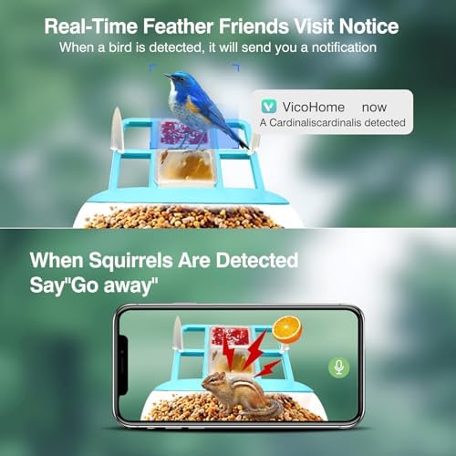 Smart Bird Feeder with Camera,AI Identify Species,Bird House with Solar Powered,Instant Arrival Alerts,2K Capture Video,Live View for Lover (Blue)