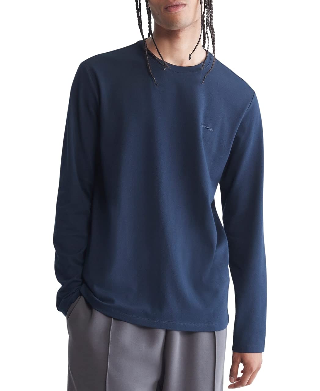 Calvin Klein Men's CK Move Tech Pique Long Sleeve Tee Dark Sapphire