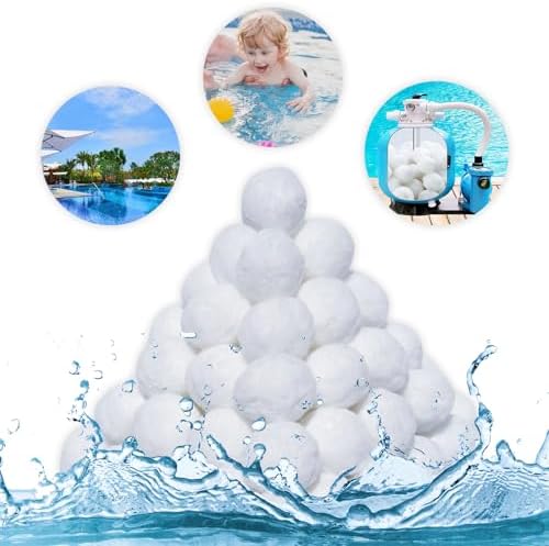 1.54 Lbs Pool Filter Balls, Eco-Friendly Filter Balls for Swimming Pool Sand Filters, Lightweight and Reusable Fiber Ball, Replace 50 lbs Pool Filter Sand (1.54, Pounds)