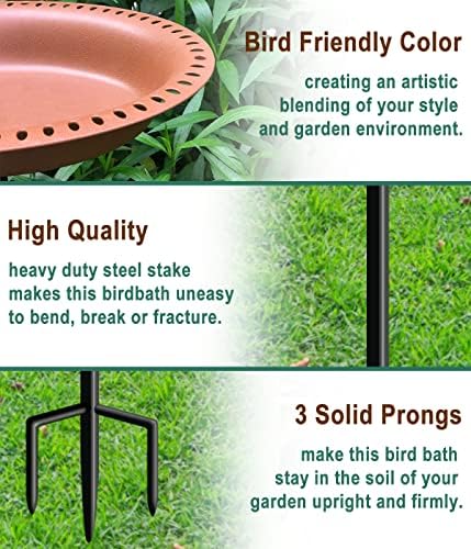 Garbuildman 28 inch Lightweight Birdbaths Antique Decoration Detachable Birdfeeder & Bird Bath for Outdoor Garden, Oblong Chocolate