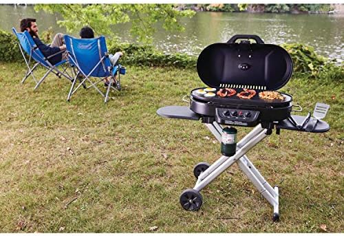 Coleman RoadTrip 285 Portable Stand-Up Propane Grill with 3 Adjustable Burners & Instastart Ignition, 20,000 BTUs of Power for Outdoor Cooking, Camping, Tailgating, Grilling, BBQs, & More