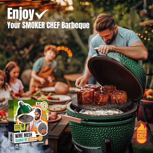 Big Green Egg Gasket Replacement Large/XL/XXL - 16 FT Wire Mesh Gasket - Fiberglass BGE Gasket - Compatible with Big Green Egg - Accessories & Parts for Grill by Smoker Chef