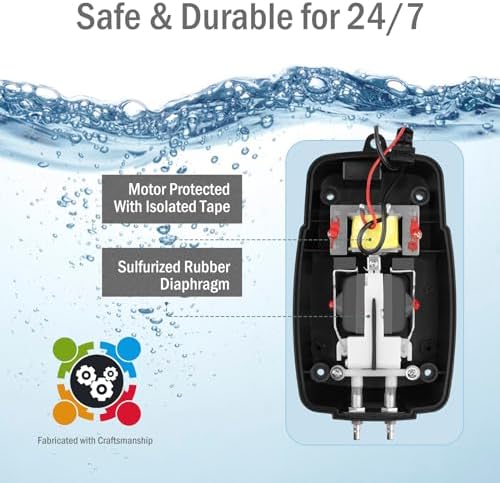 All-in-One Pond Aerator for Outdoor Ponds, Flow Adjustable Pond Air Pump Aeration Kit with Airline Tubing Air Stones Check Valves