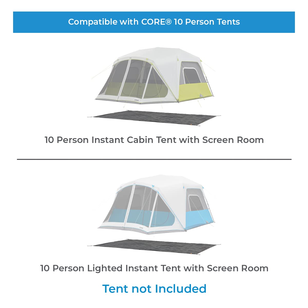 CORE Outdoor Tent Footprints | Perfect Tarp Camping Accessories for Easy Camp Setup (10 Person Tents)