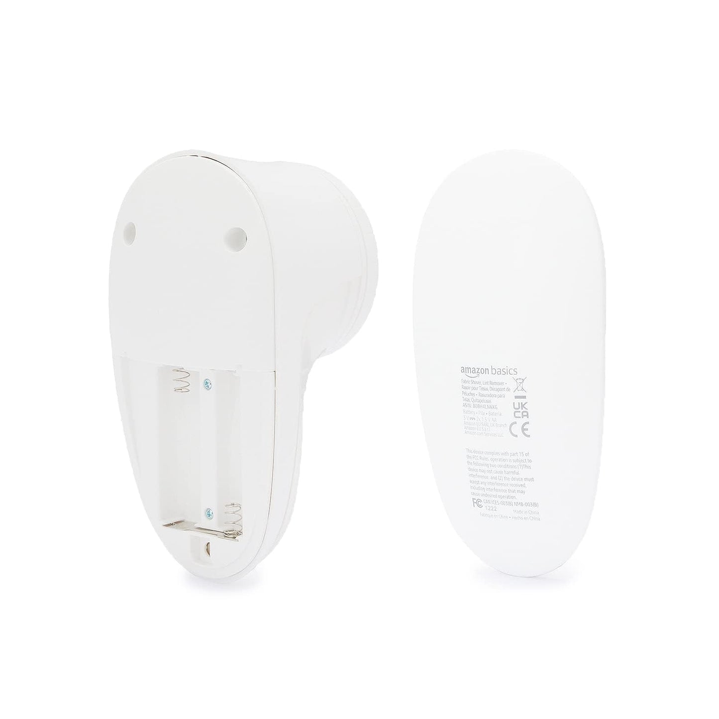 Amazon Basics Battery Operated Fabric Shaver for Lint and Fuzz Removal, Includes 2 Spare Blades, White