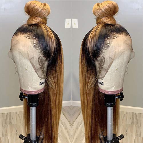 ANDRIA 13x4 HD Lace Front Wigs 200% Density Honey Blonde Straight Glueless Lace Frontal Wigs ombre Ash Blonde Wig for Black Women Synthetic Heat Resistant Hair Wig With Baby Hair Pre Plucked 28 Inch