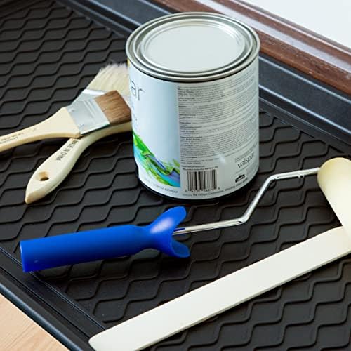 All-Weather Indoor/Outdoor Boot Tray - Weather-Resistant Hard Plastic Shoe Mat with Raised Edge for Entryways, Decks, and Patios by Stalwart (Black)