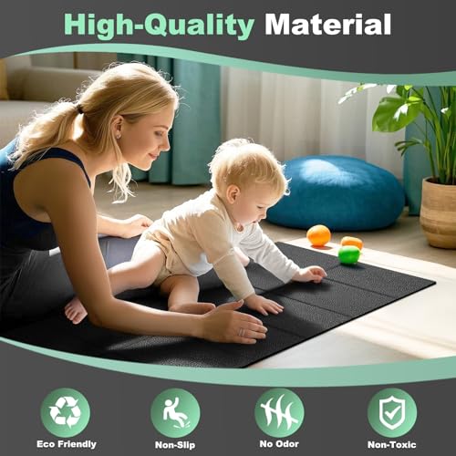 Treadmill Mat, Exercise Mats for Home Workout, 63"x29.5", 1/4", Compatible with Peloton, Foldable Walking Pad for Carpet, Hardwood Floors, Bike and Exercise Equipment, Noise Shock Absorption