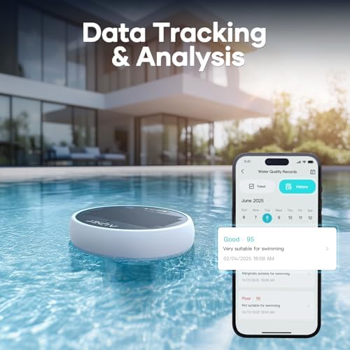 AIPER HydroComm Smart Pool Monitor, 24/7 Digital Water Testing for Pools, Hot Tubs & Spas, 5-in-1 Accurate Testing, App Control, Customized Optimization Tips, White