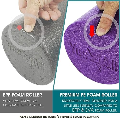 Yes4All Premium Soft-Density Round PE Foam Roller for Pilates, Yoga, Stretching, Balance & Core Exercises - 12 inch Purple