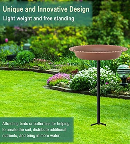 Garbuildman 28 inch Lightweight Birdbaths Antique Decoration Detachable Birdfeeder & Bird Bath for Outdoor Garden, Oblong Chocolate